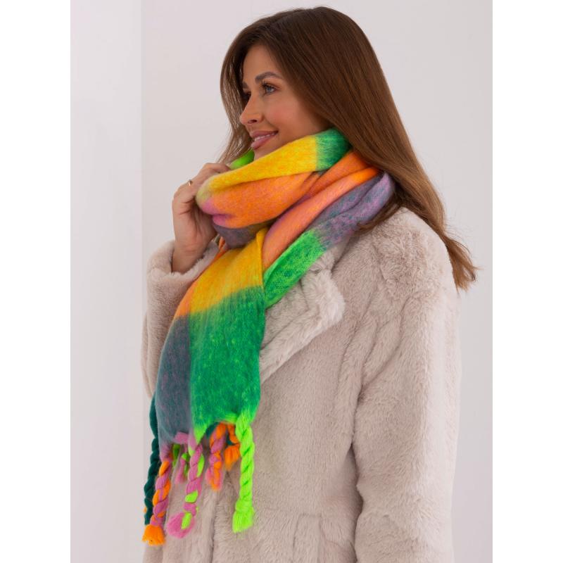 Dámska zimná károvaná šatka IMM zelená a žltá