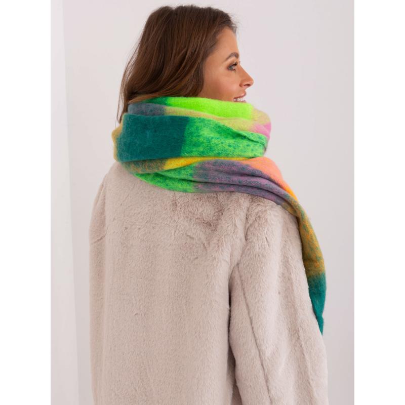 Dámska zimná károvaná šatka IMM zelená a žltá