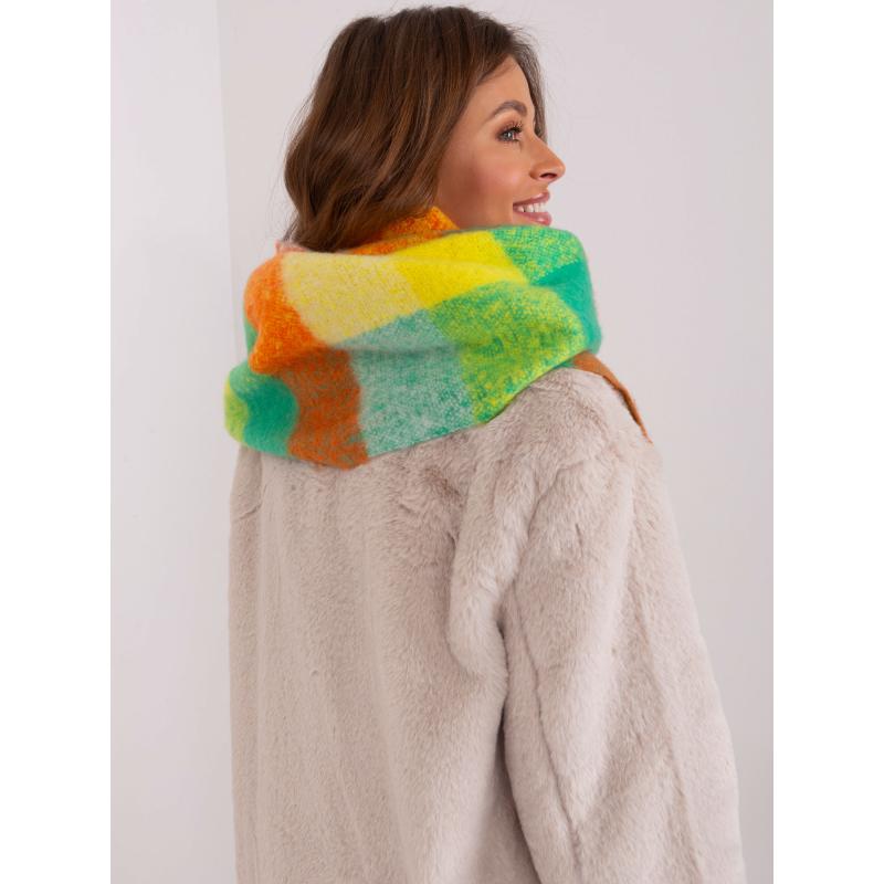 Női sál színes bojtokkal KIM zöld-narancs