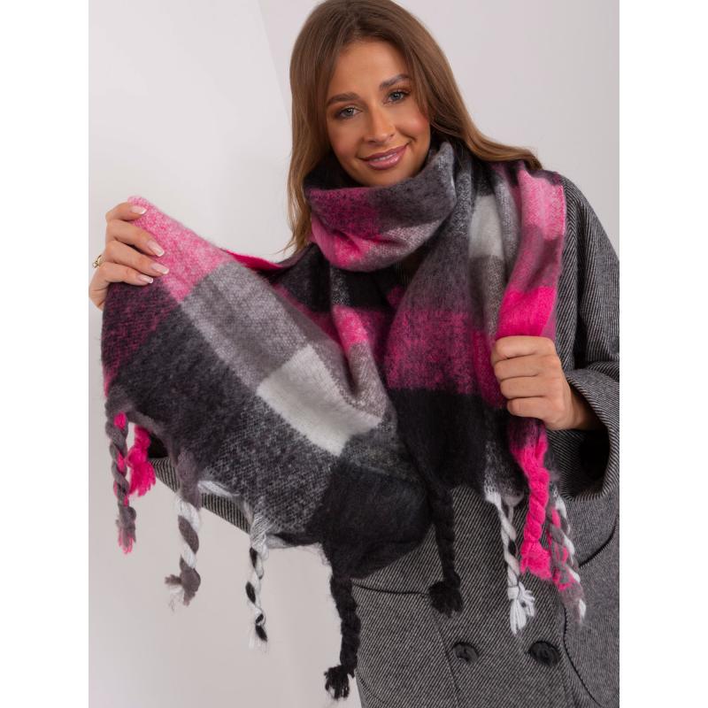 Női sál QIT rózsaszín-fekete