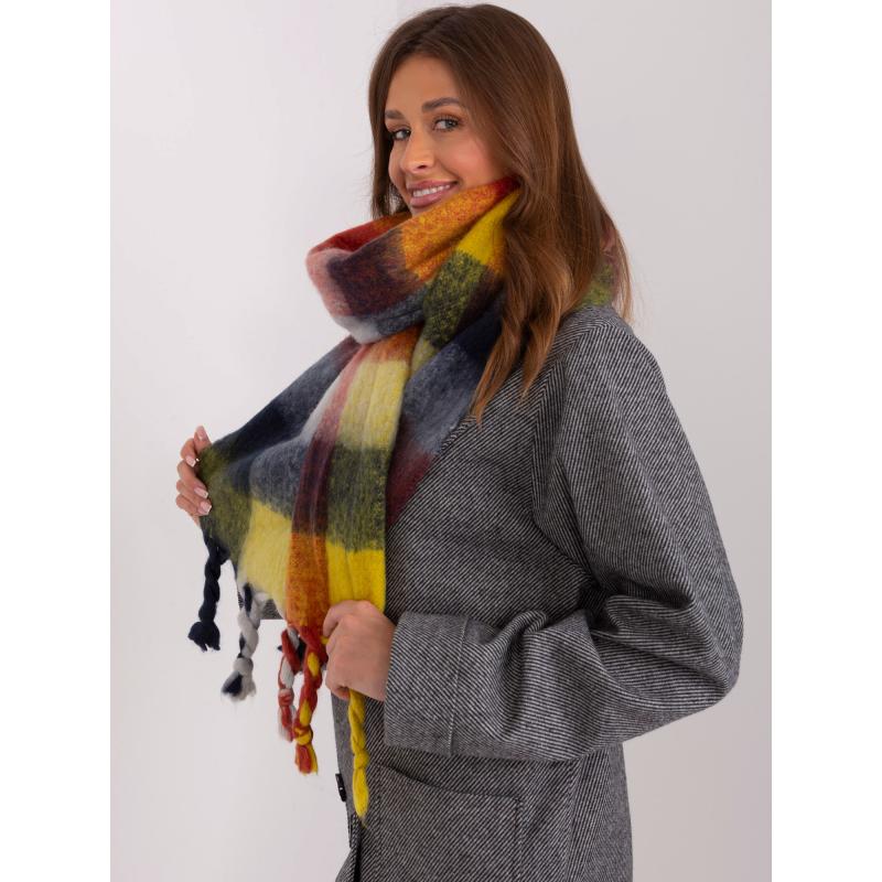 Női rojtos sál ERAS sárga és sötétkék színben