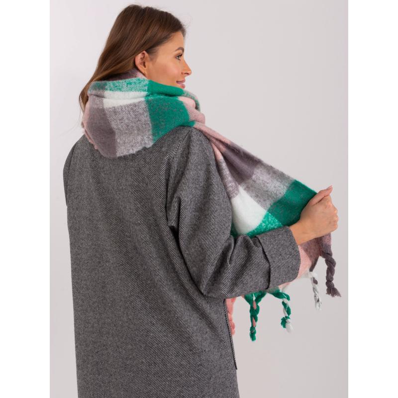 Női kockás sál GERA zöld-szürke
