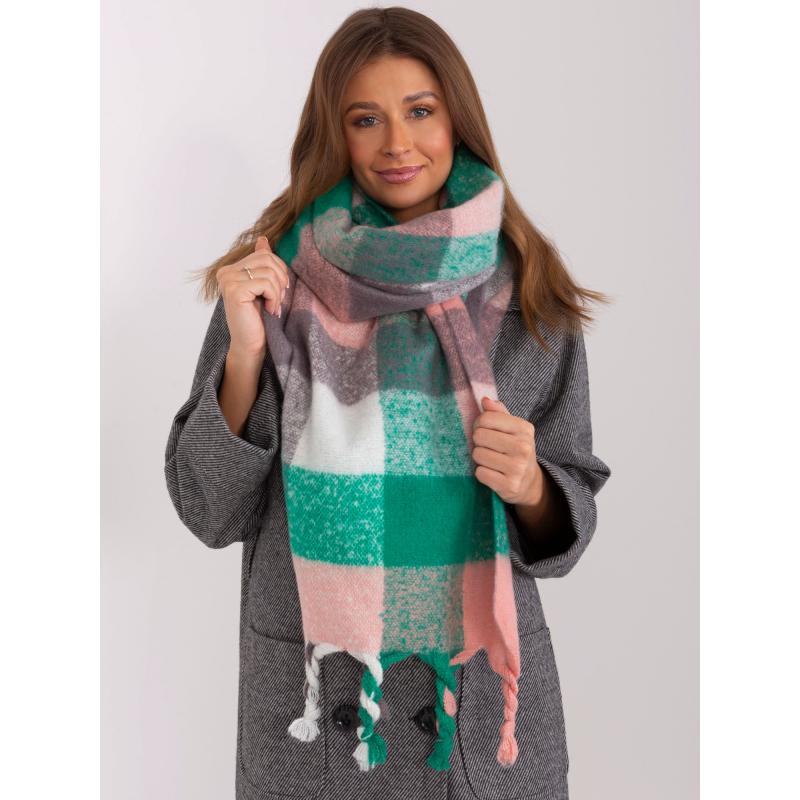 Női kockás sál GERA zöld-szürke