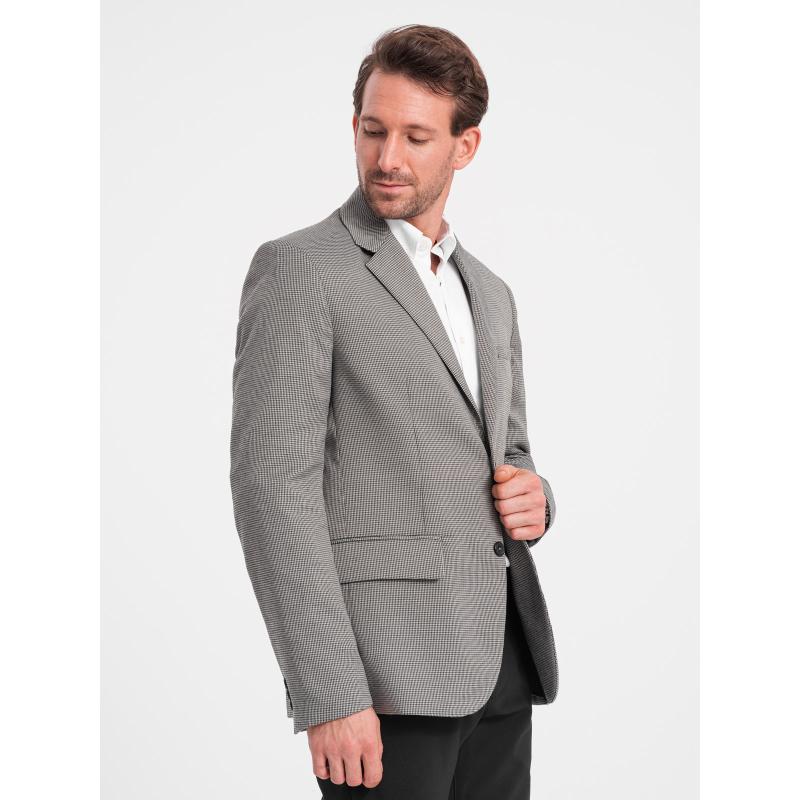 Pánské sako kostkované V2 OM-BLZB-0116 šedé