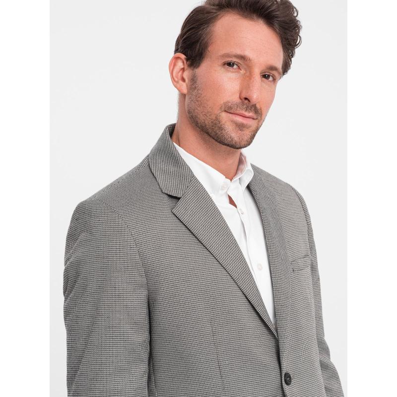 Pánské sako kostkované V2 OM-BLZB-0116 šedé