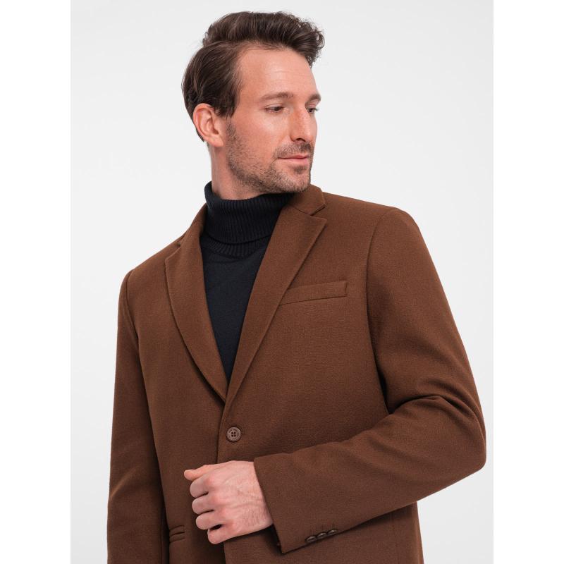 Pánské volnočasové sako s ozdobnými knoflíky V1 OM-BLZB-0118 čokoládově hnědé 