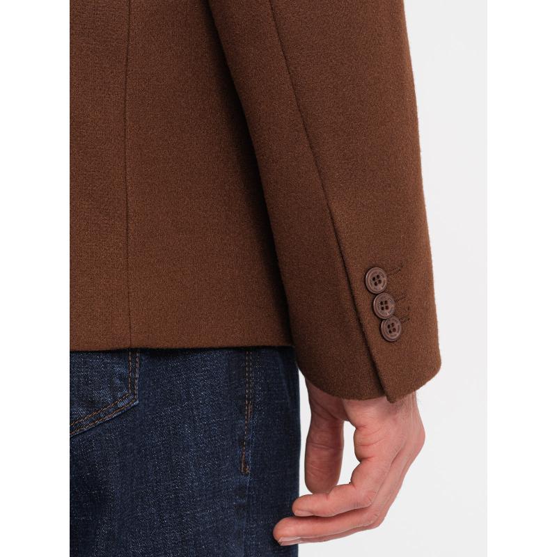 Pánské volnočasové sako s ozdobnými knoflíky V1 OM-BLZB-0118 čokoládově hnědé 