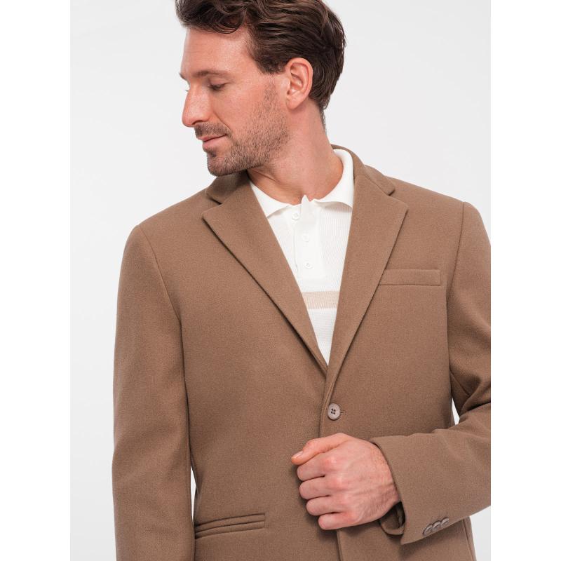 Férfi szabadidős zakó díszgombokkal V2 OM-BLZB-0118 világosbarna