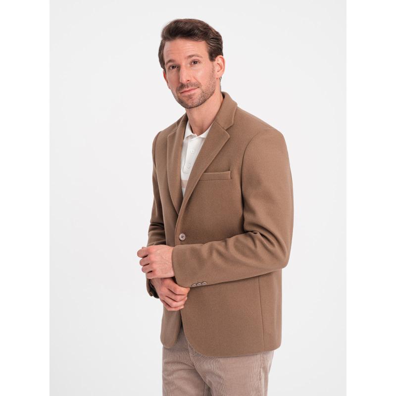 Férfi szabadidős zakó díszgombokkal V2 OM-BLZB-0118 világosbarna