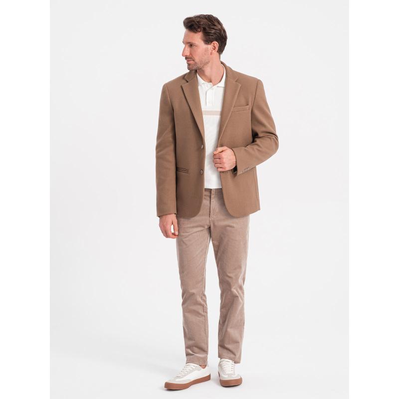 Férfi szabadidős zakó díszgombokkal V2 OM-BLZB-0118 világosbarna