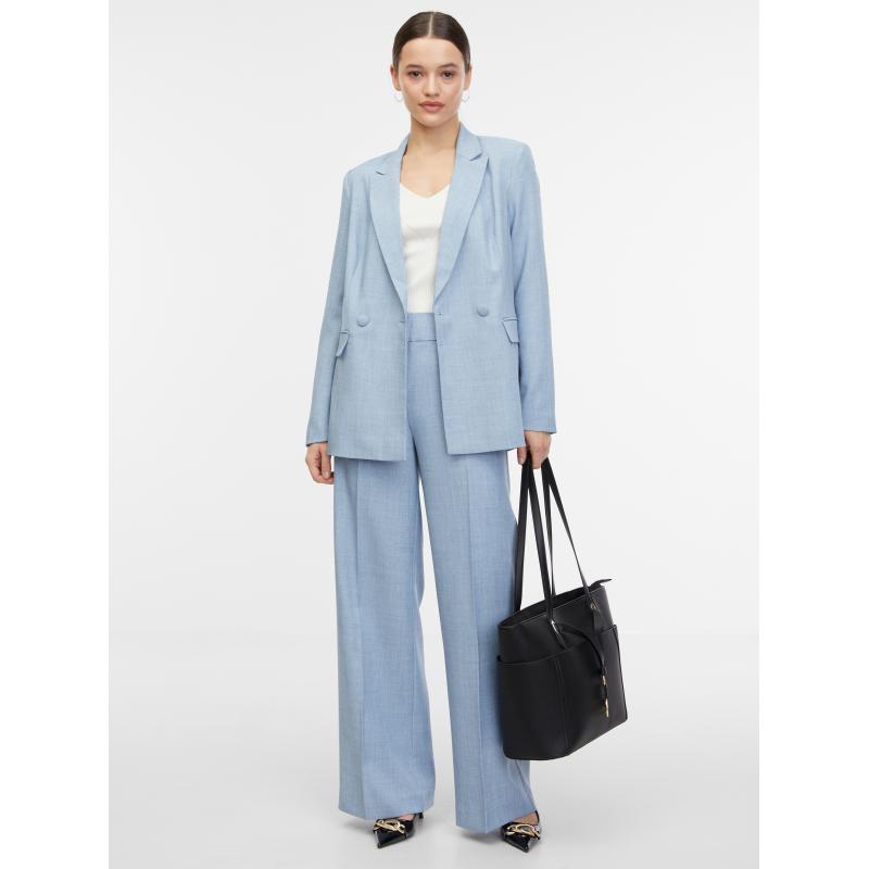 Világoskék női csíkos kabát