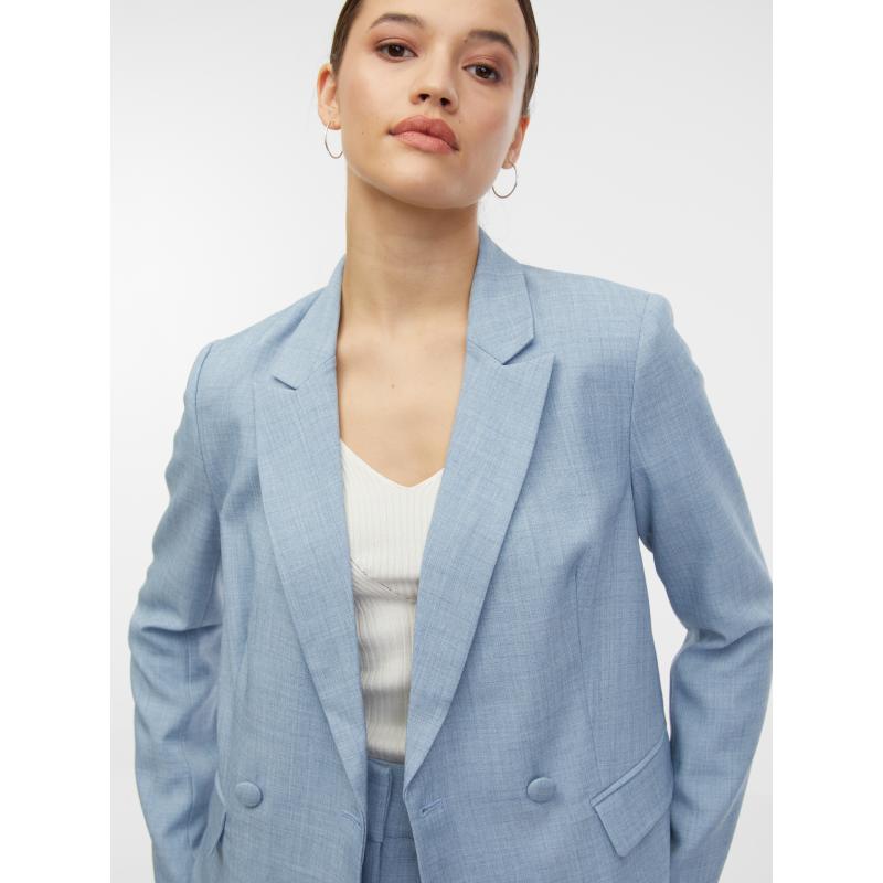 Világoskék női csíkos kabát