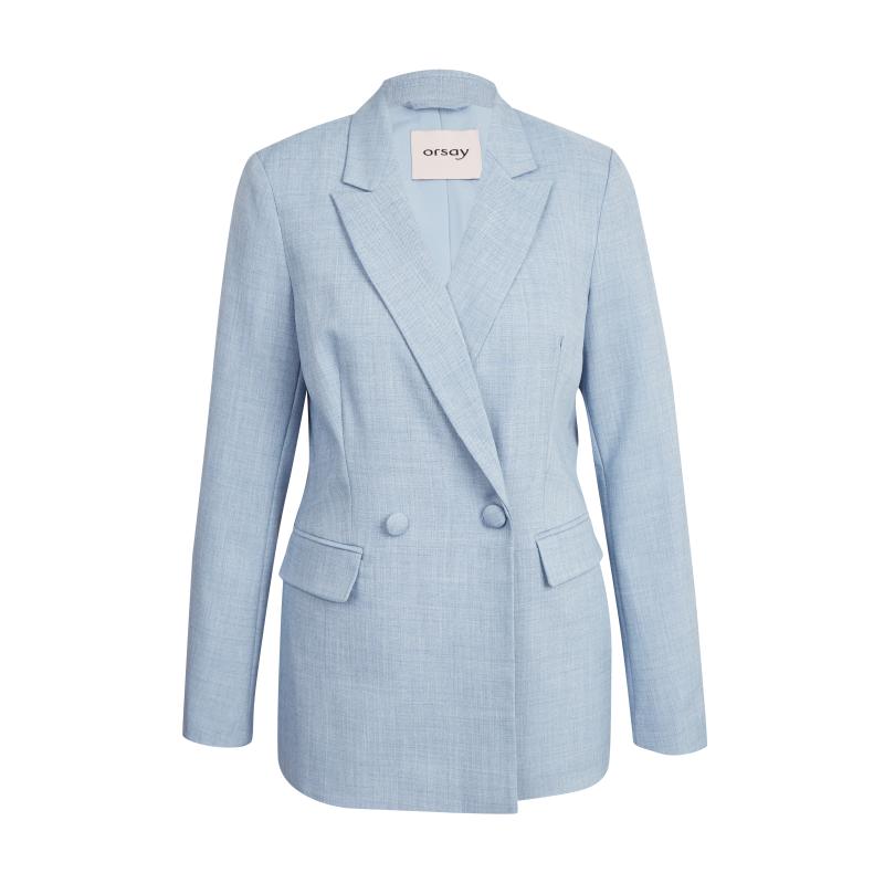 Világoskék női csíkos kabát