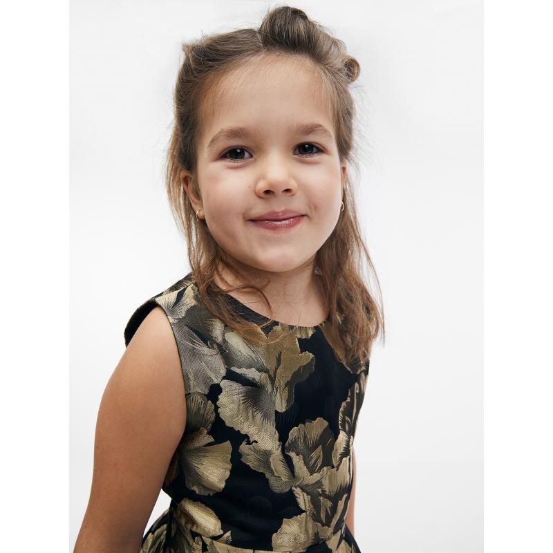Holčičí květované šaty ve zlato-černé barvě