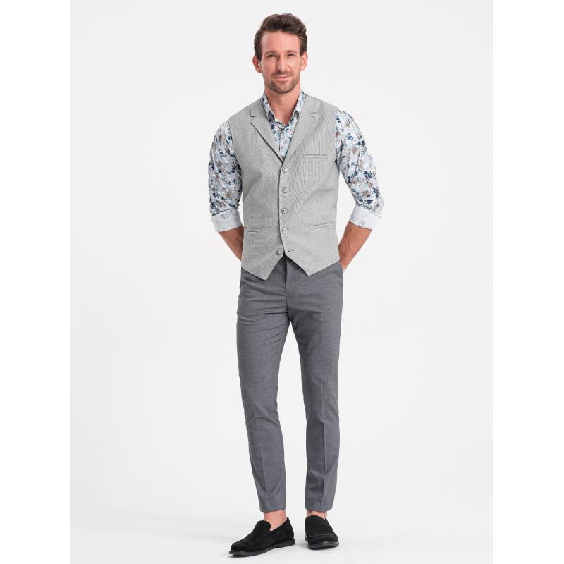 Férfi öltönymellény gallérral V1 OM-BLZV-0109 világosszürke