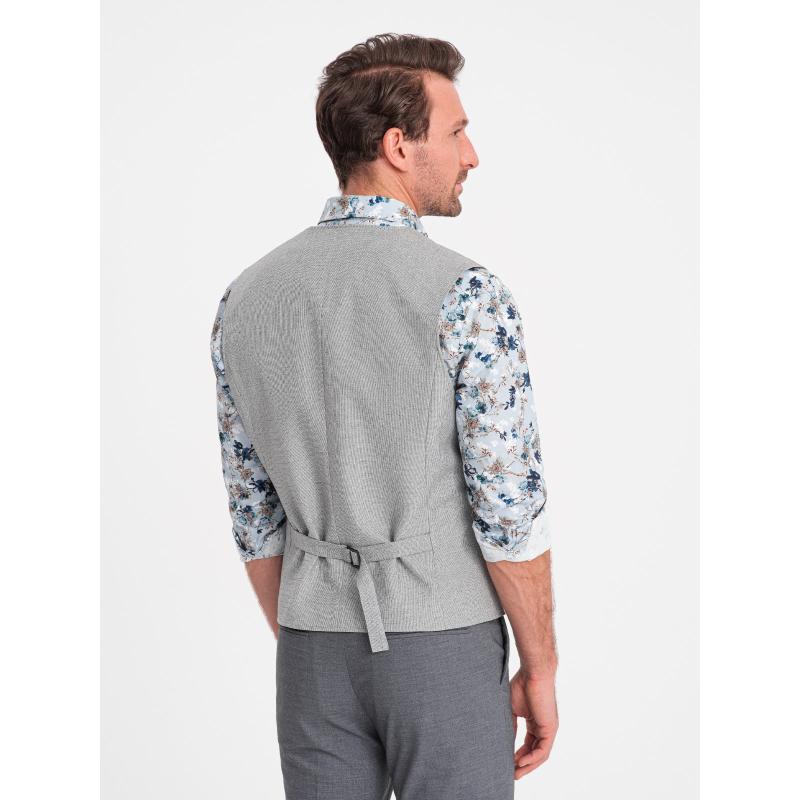 Férfi öltönymellény gallérral V1 OM-BLZV-0109 világosszürke