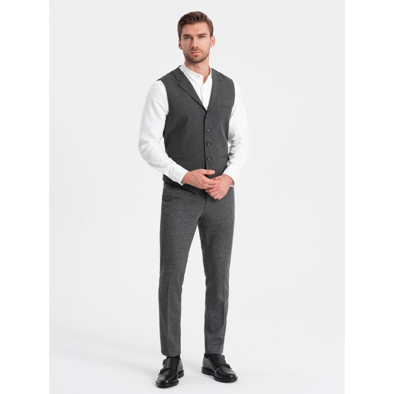 Pánská obleková vesta s límcem V2 OM-BLZV-0109 grafitová 