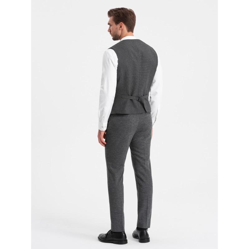 Pánská obleková vesta s límcem V2 OM-BLZV-0109 grafitová 