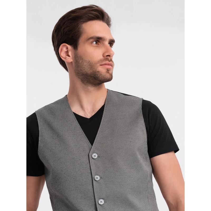 Pánská společenská vesta V2 OM-BLZV-0111 šedá 