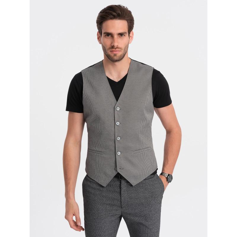 Pánská společenská vesta V2 OM-BLZV-0111 šedá 