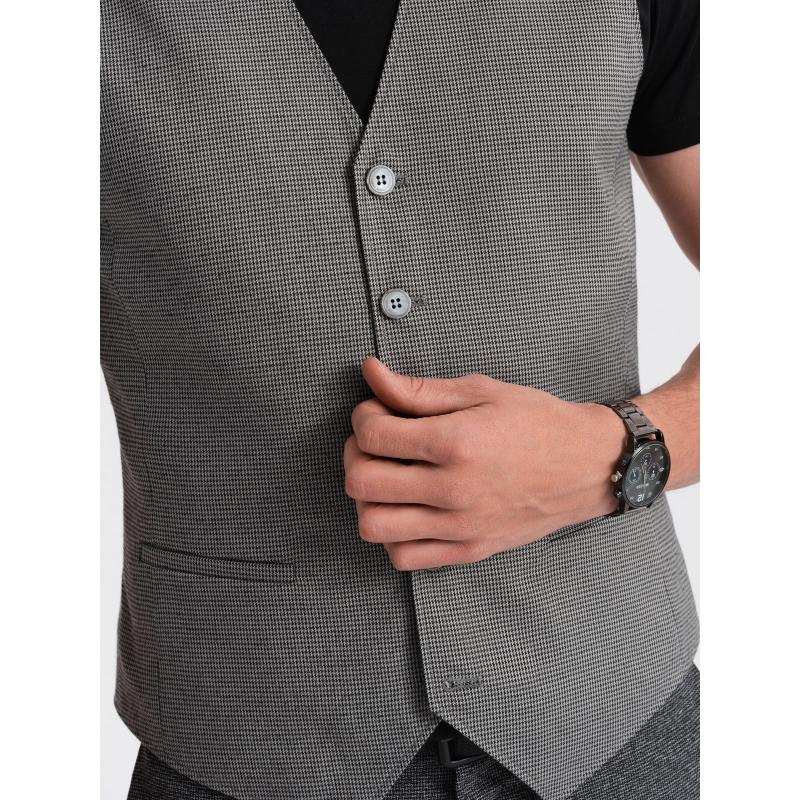 Pánská společenská vesta V2 OM-BLZV-0111 šedá 