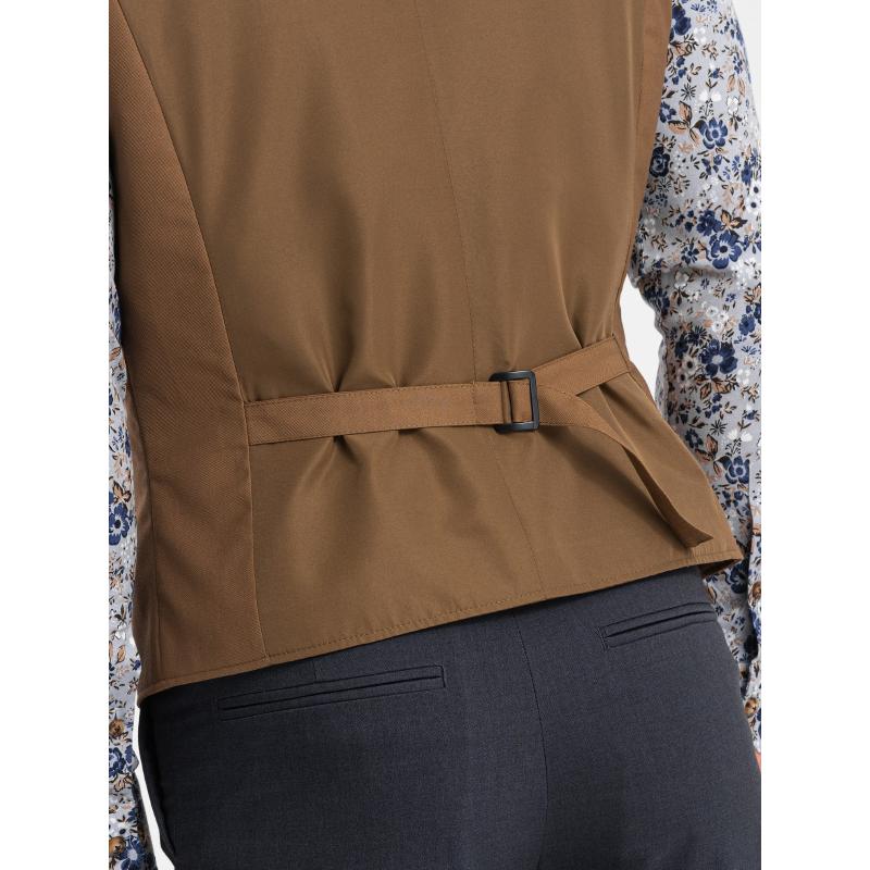 Pánská společenská vesta V1 OM-BLZV-0112 karamelová 