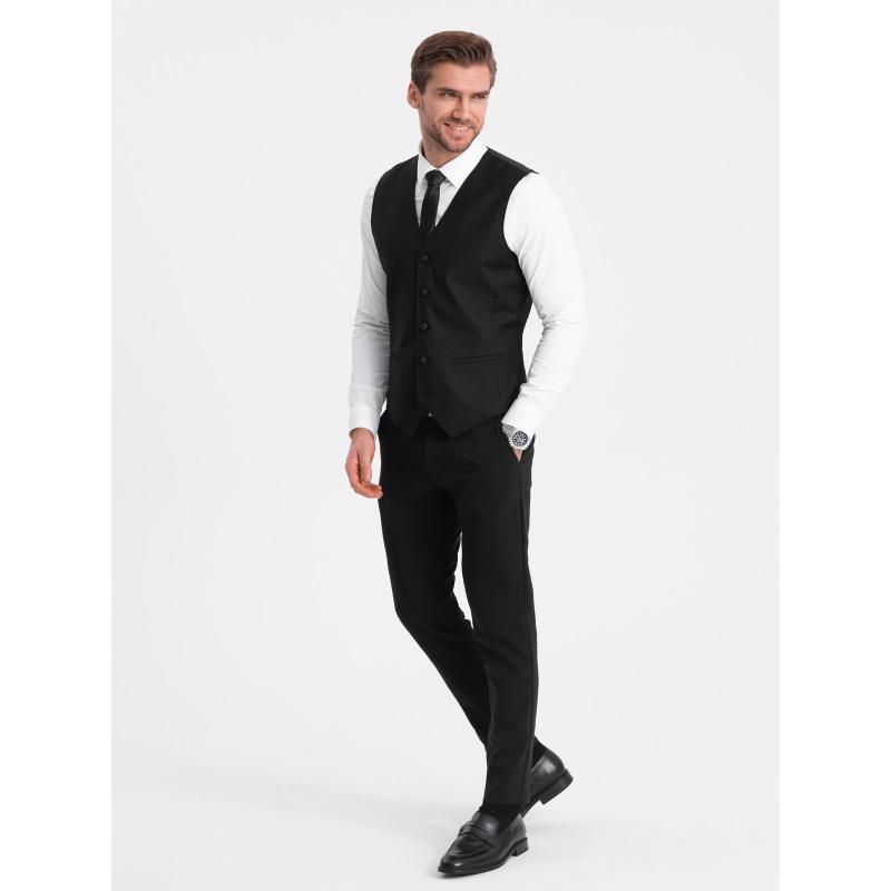 Pánská obleková vesta bez klop V4 OM-BLZV-0112 černá 