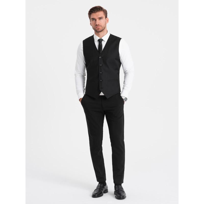 Pánská obleková vesta bez klop V4 OM-BLZV-0112 černá 