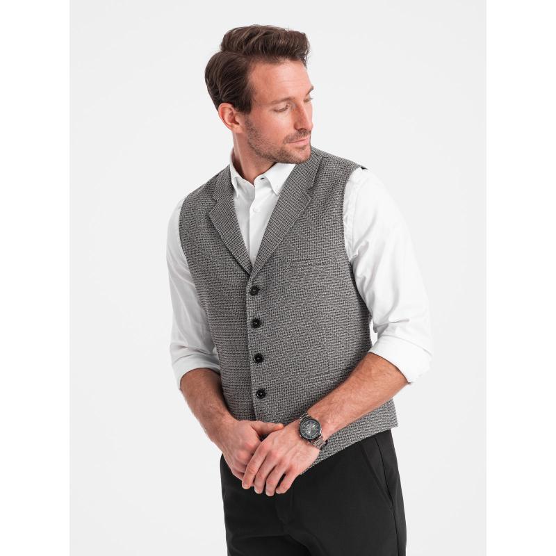 Férfi jacquard mellény hajtókával V1 OM-BLZV-0122 OM-BLZV-0122 grafit