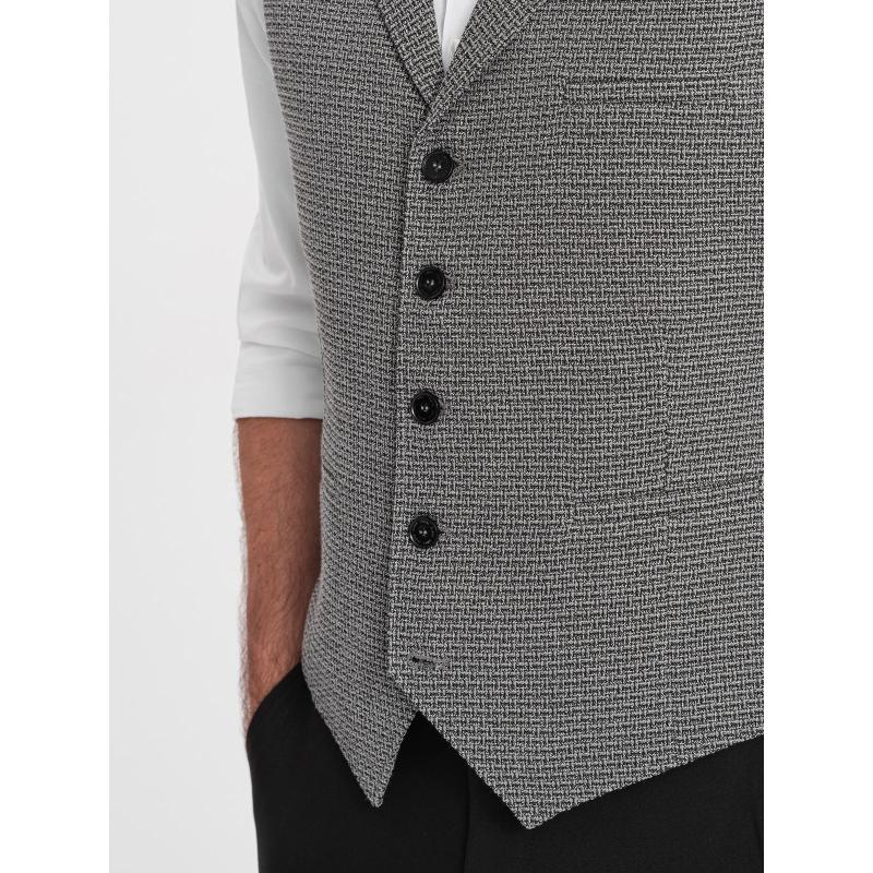 Férfi jacquard mellény hajtókával V1 OM-BLZV-0122 OM-BLZV-0122 grafit