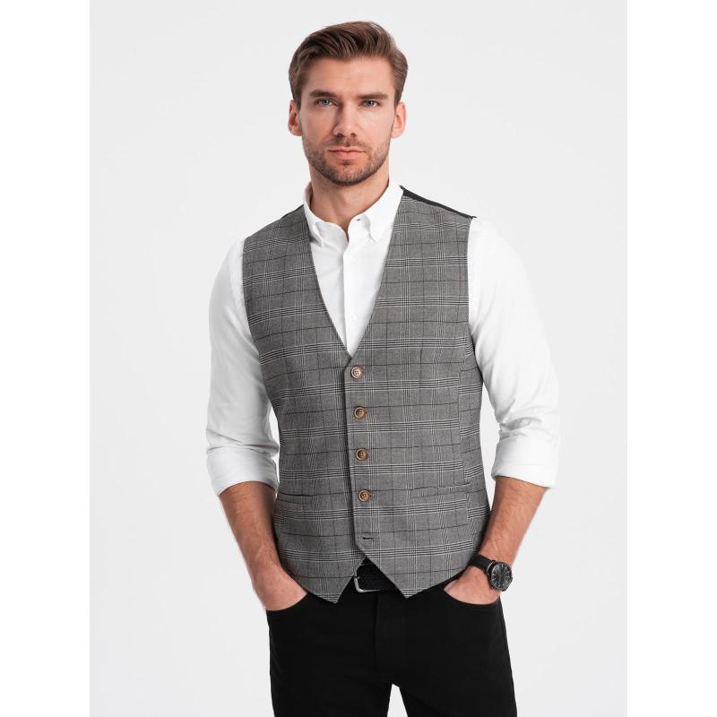 Férfi hajtókás mellény V2 OM-BLZV-0123 grafit