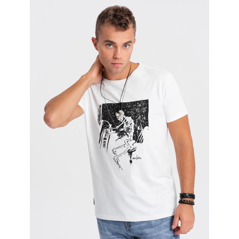 Pánské bavlněné tričko V1 OM-TSPT-0159 bílé 