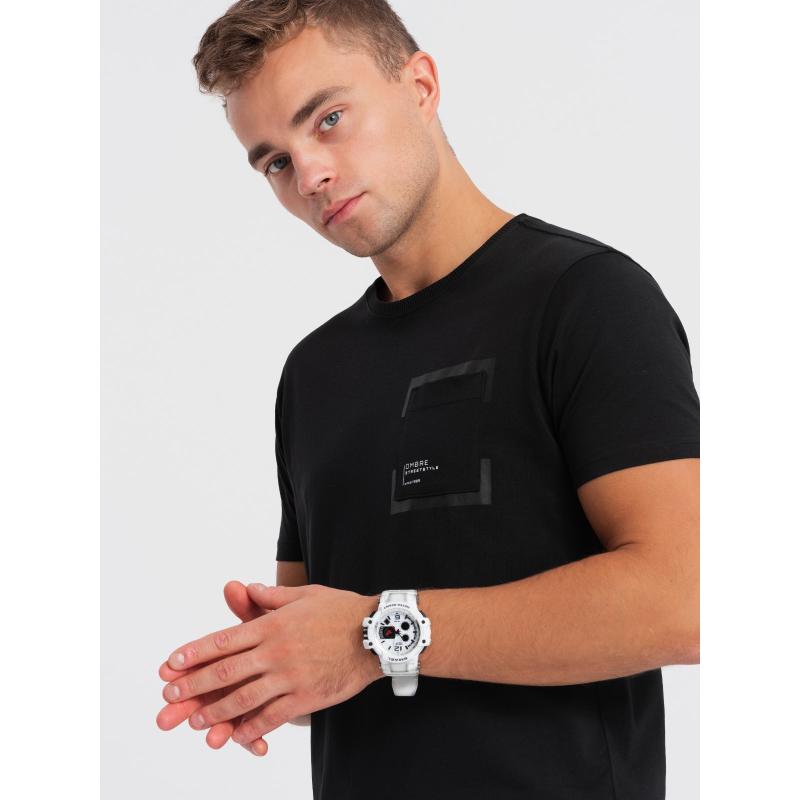 Pánské bavlněné tričko s kapsou V1 OM-TSPT-0154 černé 