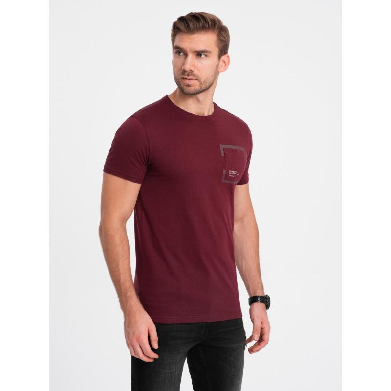 Férfi pamut póló zsebbel V2 OM-TSPT-0154 burgundi