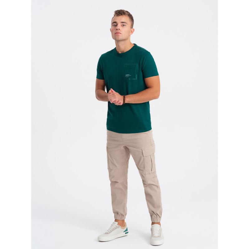 Férfi pamut póló zsebbel V5 OM-TSPT-0154 tengerészkék OM-TSPT-0154