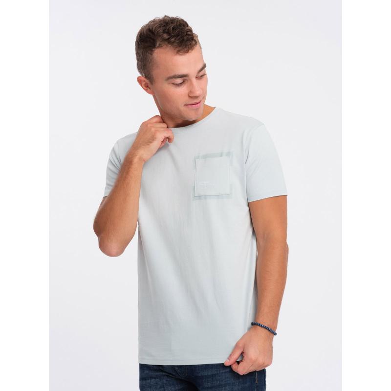 Pánské bavlněné tričko s kapsou V10 OM-TSPT-0154 světle šedé 