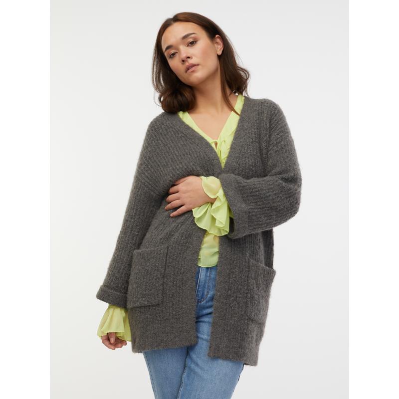 Tmavě šedý dámský oversize kardigan