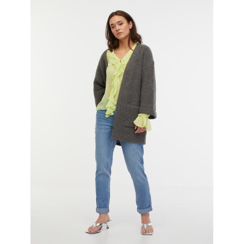 Tmavě šedý dámský oversize kardigan