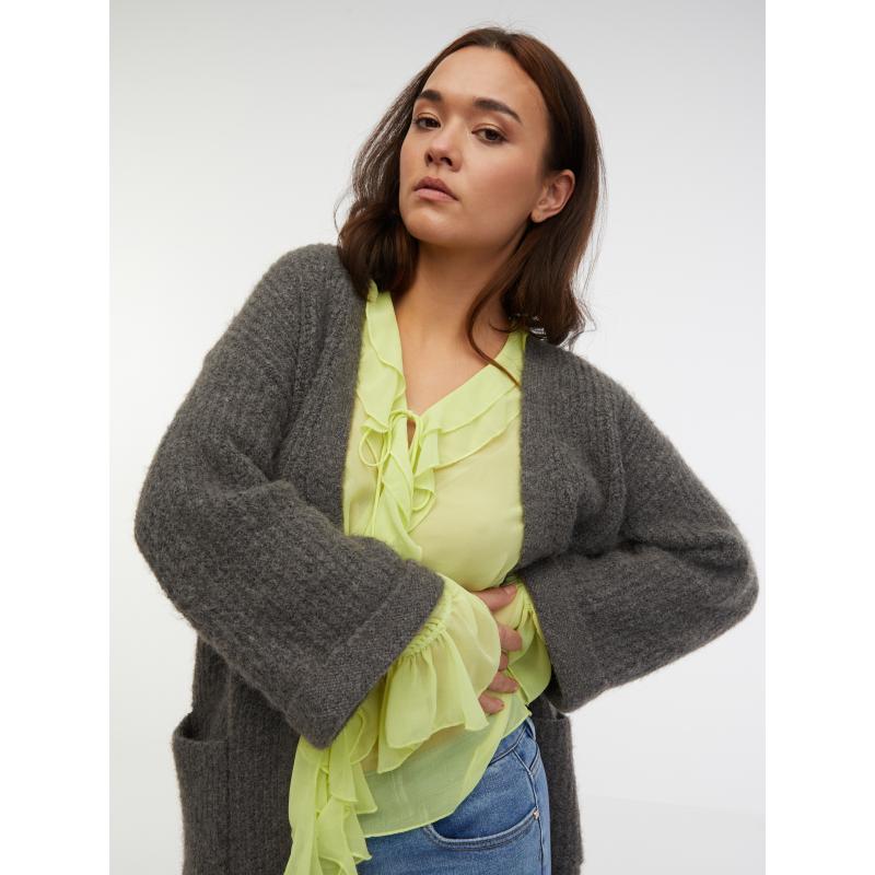 Tmavě šedý dámský oversize kardigan