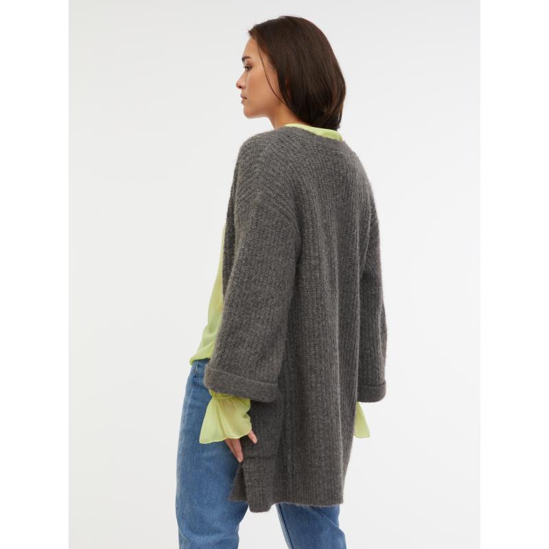 Tmavě šedý dámský oversize kardigan