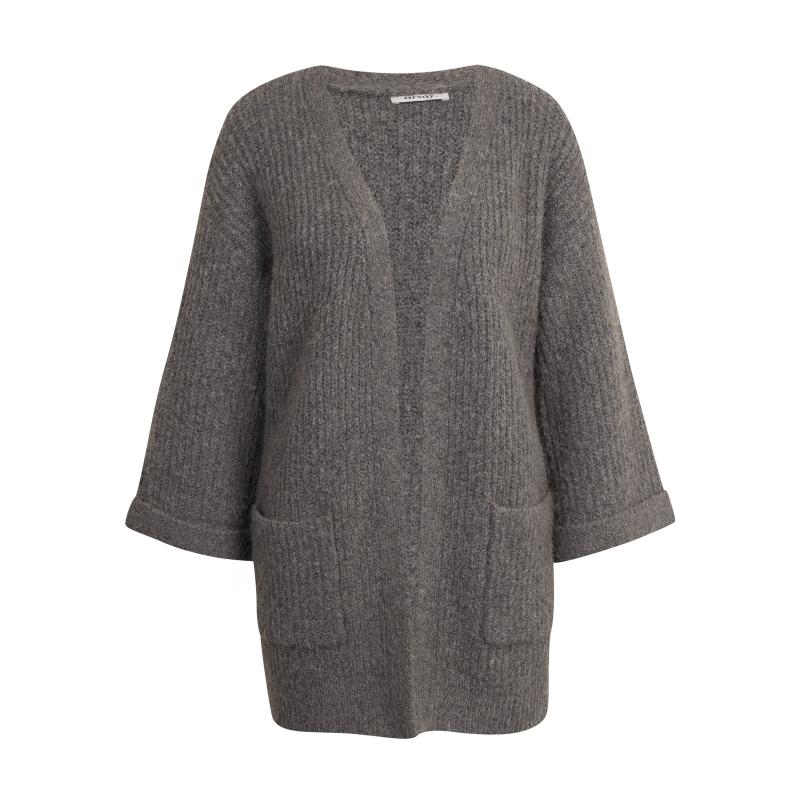 Tmavě šedý dámský oversize kardigan