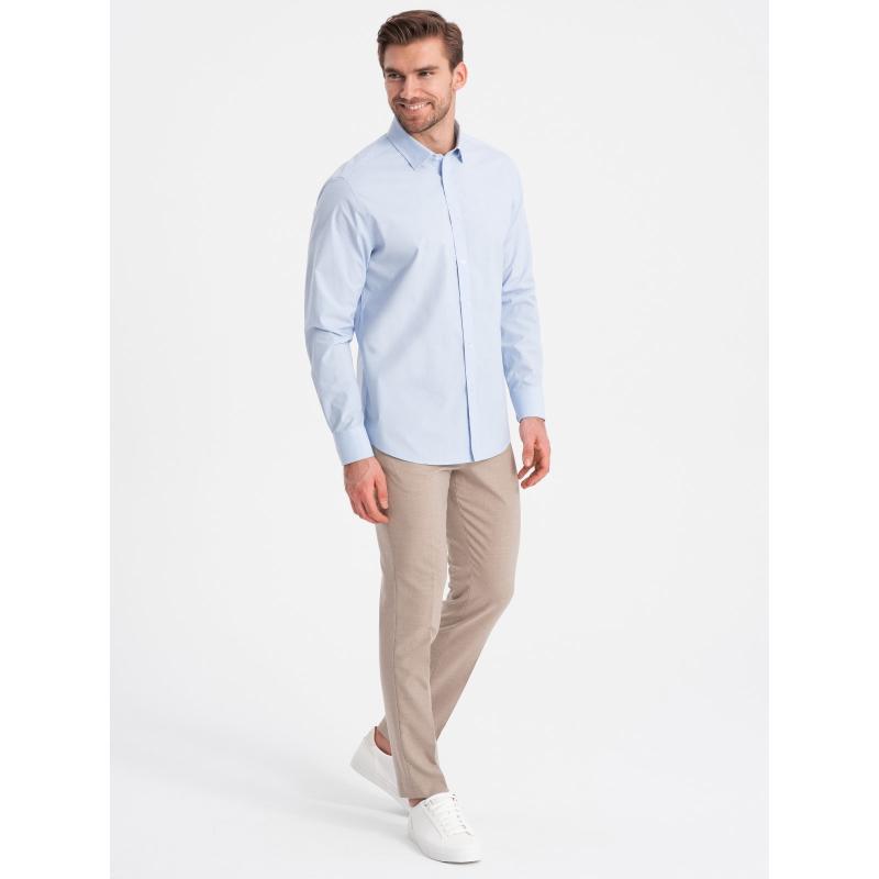 Pánská bavlněná klasická košile REGULAR V1 OM-SHOS-0154 modrá 