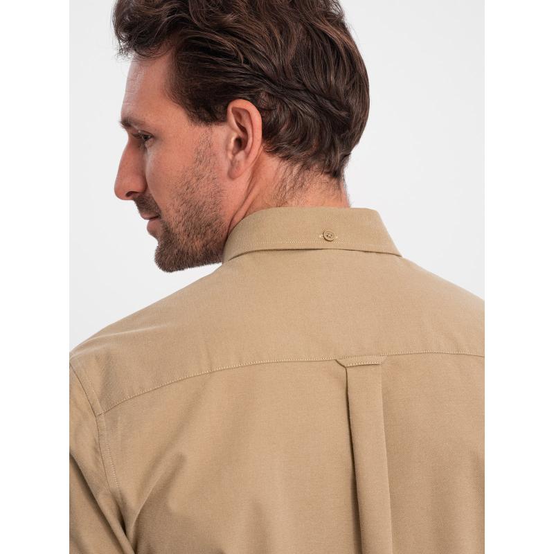 Férfi pamut pólóing REGILAR FIT zsebbel V2 OM-SHOS-0153 világosbarna