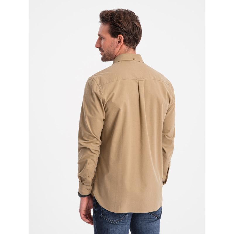 Férfi pamut pólóing REGILAR FIT zsebbel V2 OM-SHOS-0153 világosbarna