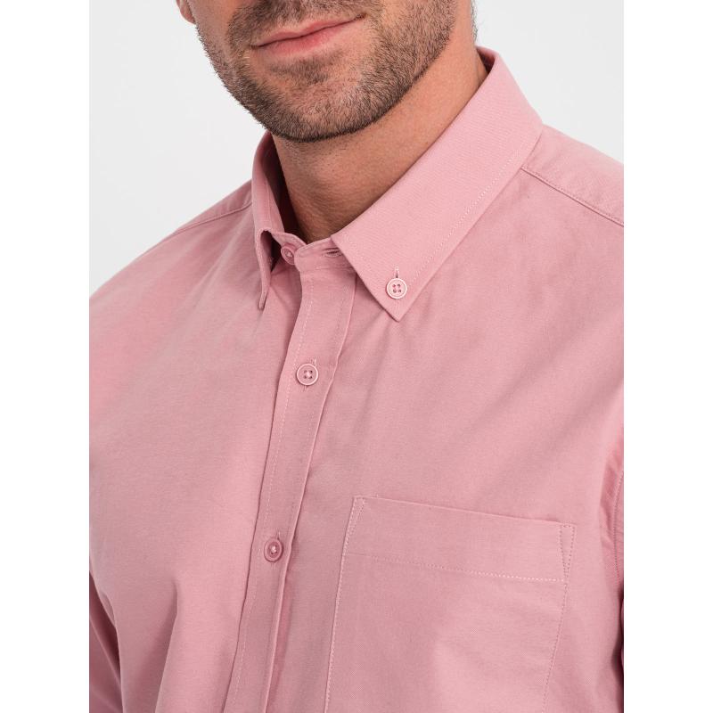 Pánská bavlněná košile REGILAR FIT s kapsou V3 OM-SHOS-0153 růžová 