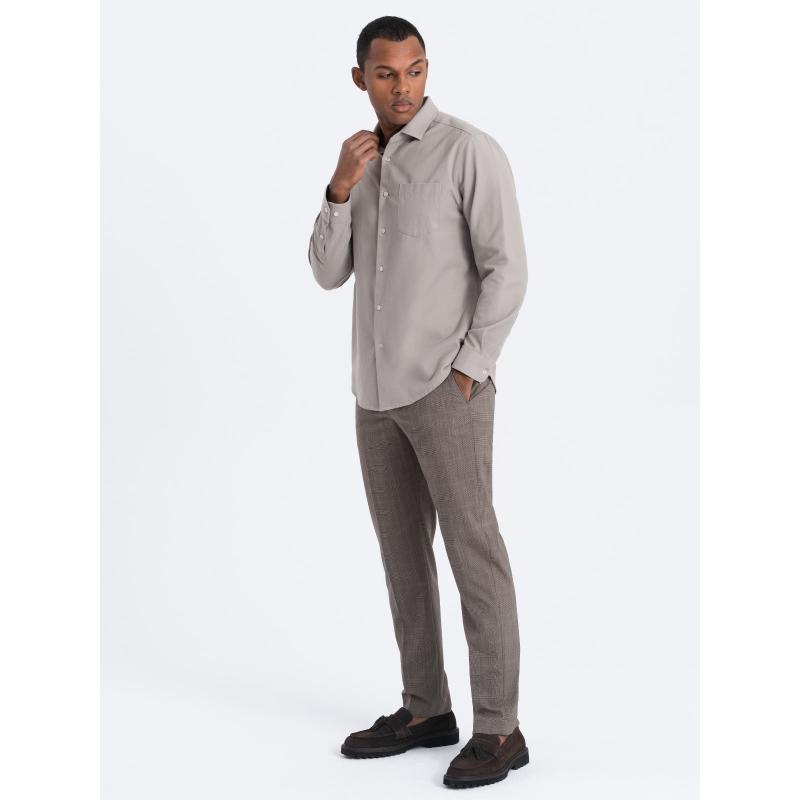 Pánská košile REGULAR FIT s kapsami V1 OM-SHCS-0148 šedá 