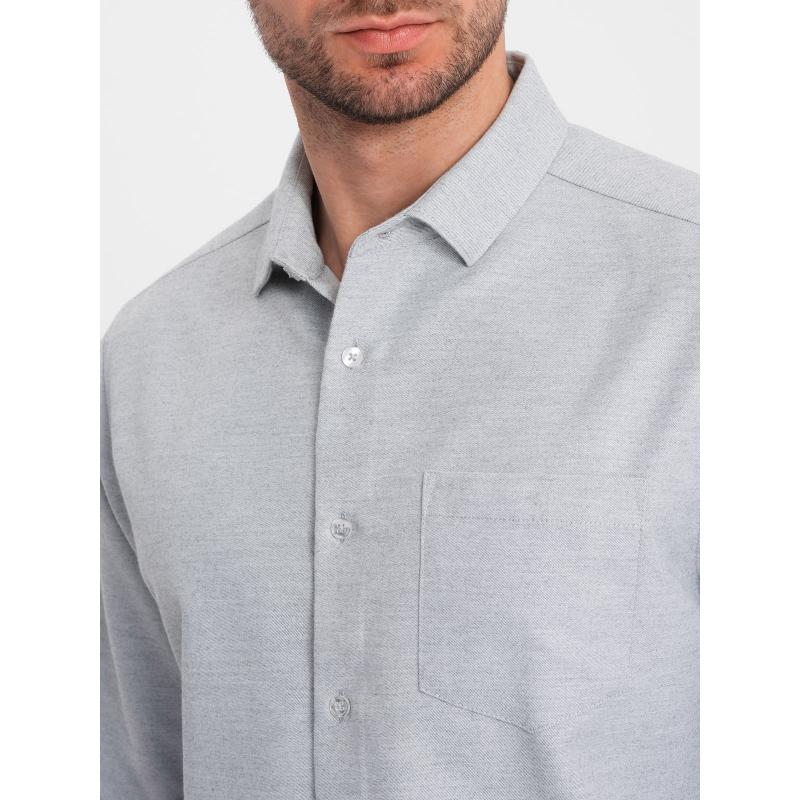 Pánská košile s kapsami REGULAR FIT V2 OM-SHCS-0148 světle šedá melanžová 