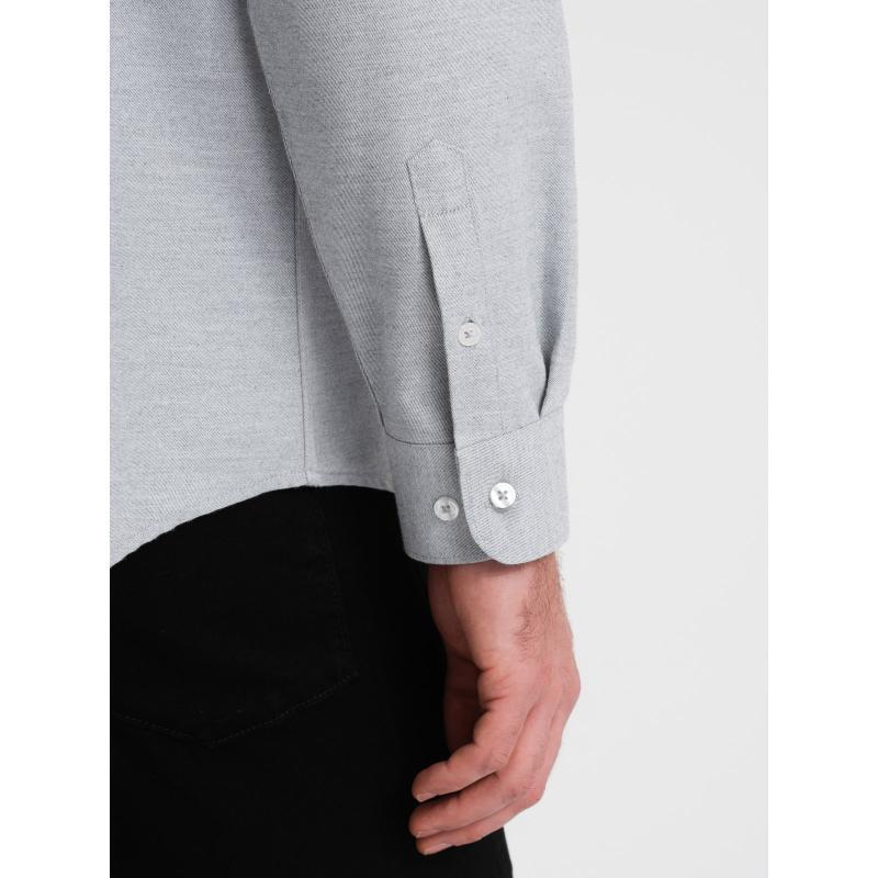 Pánská košile s kapsami REGULAR FIT V2 OM-SHCS-0148 světle šedá melanžová 