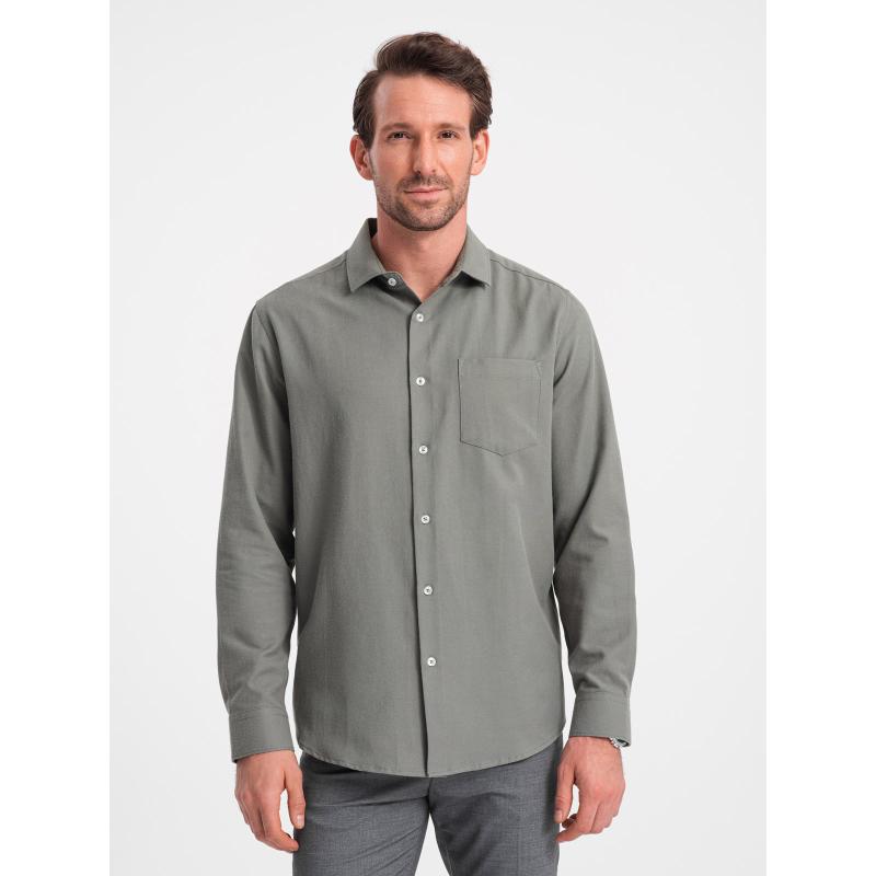Pánská košile REGULAR FIT s kapsou V4 OM-SHCS-0148 khaki 