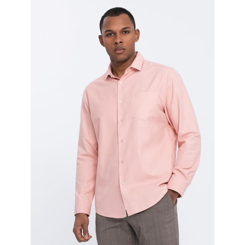 Pánská košile REGULAR FIT s kapsou V5 OM-SHCS-0148 růžová 